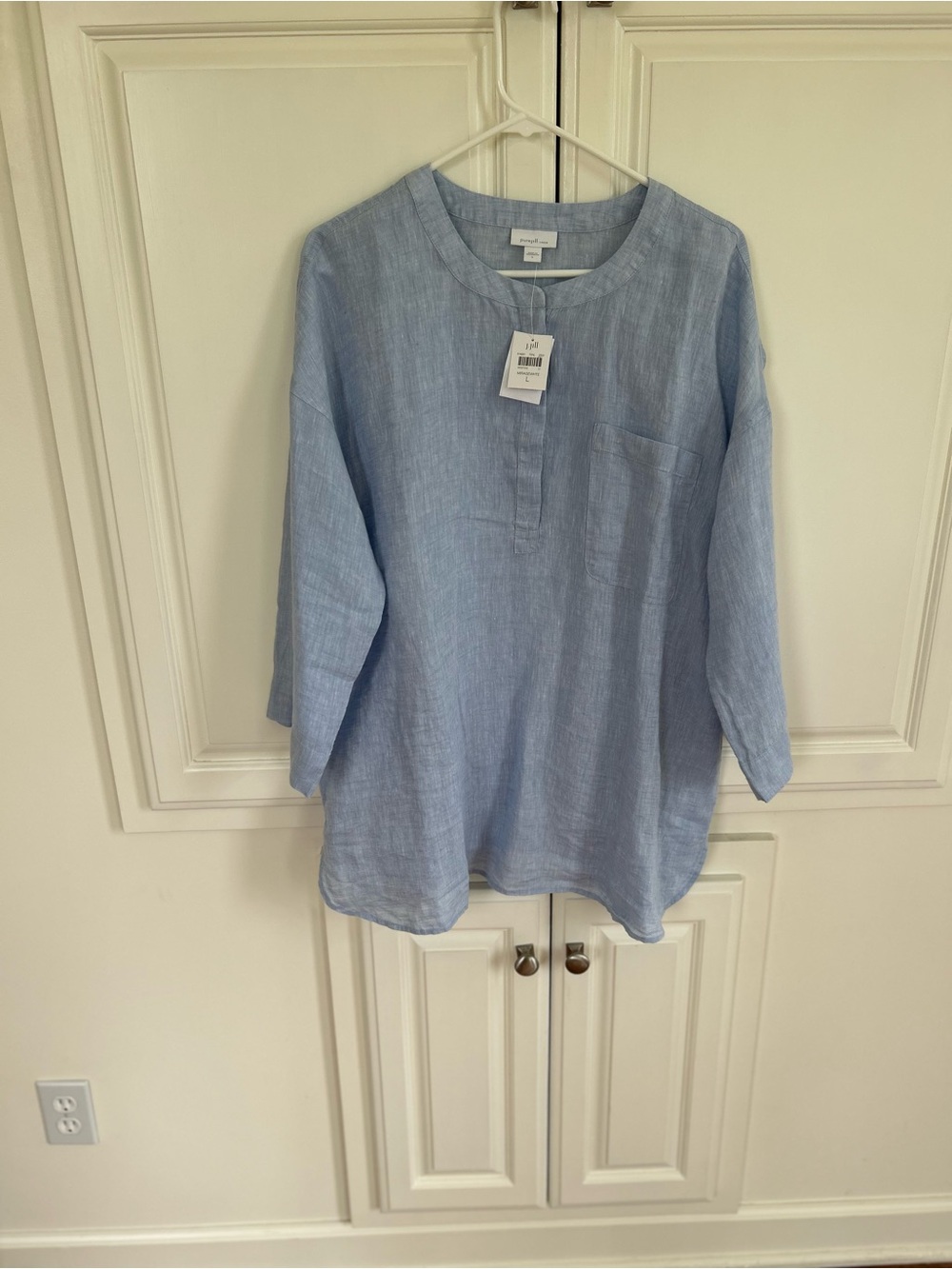 J. Jill Light Blue Linen Tunic Top